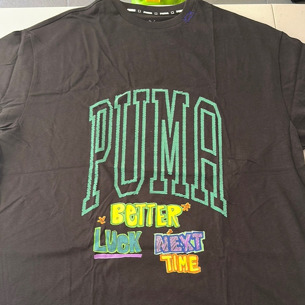 Puma Black Tee with Vibrant Graphic